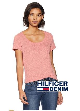Tommy hilfiger коралловая розовая персивая женская футболка хилфигер1 фото