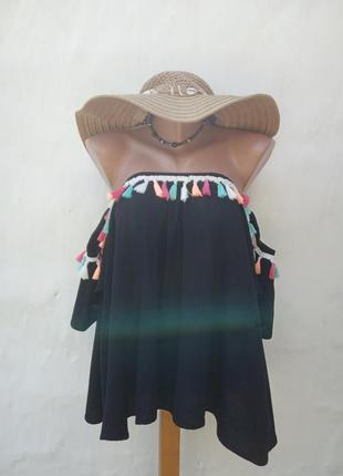 Гарний 💃🏻 чорний топ з відкритими плечима,китеци,етно,бохо,сільський стиль.