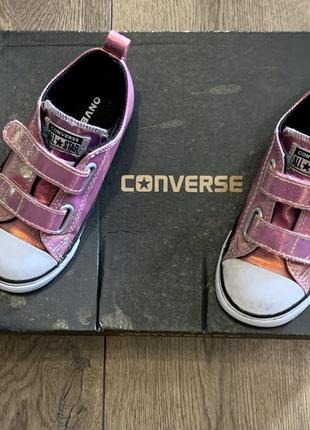 Кеды блестящие кожаные на липучках converse (оригинал)