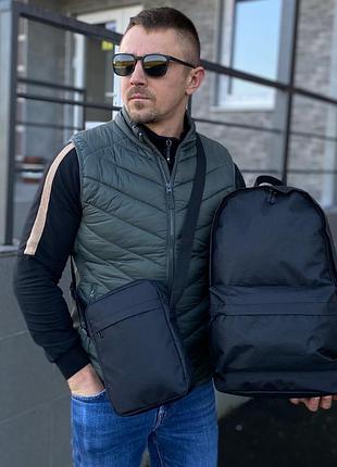 Мужской рюкзак сумка через плечо универсальный комплект черный цвет