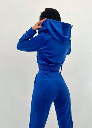Жіночий спортивний костюм велюровий плюшевий чорний білий синій рожевий зелений блакитний коричневий мокко малиновий5 фото