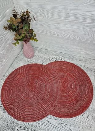 Набір з 2-х подтарельников / сервірувальних килимків червоного кольору 36 см1 фото