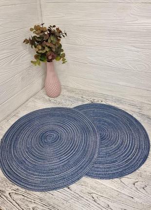 Набір з 2-х подтарельников / сервірувальних килимків синього кольору 36 см1 фото