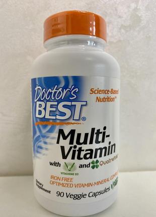 Doctor's best, multi-vitamin with vitashine d3 and quatrefolic, iron free, 90шт