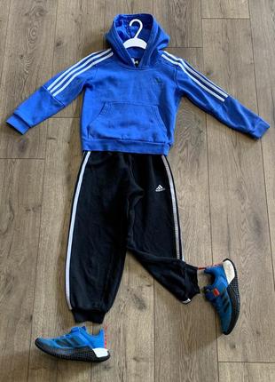 Спортивный костюм хлопковый на  байке - толстовка и джогеры adidas (оригинал)