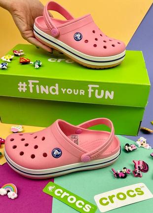 Crocs crocband kids сабо для девочки розовые крокбенды