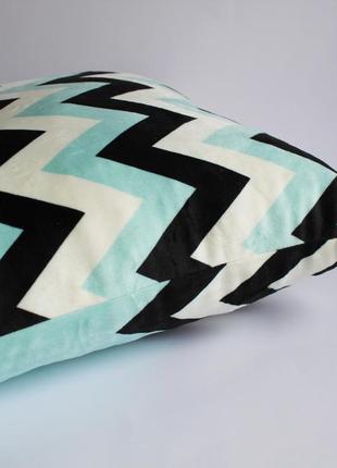 Голубые подушки зигзаг, набор декоративных подушек 2 шт, подушки геометрия6 фото