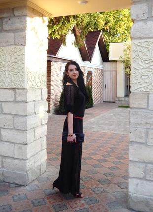 Черное макси платье (без пояса)2 фото