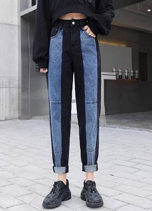 Женские черно синие мом джинсы, скинни, джинси, брюки1 фото