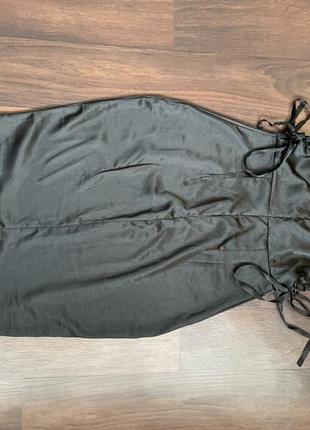 Распродажа платье вечернее атлас черное ниже колена по фигуре размер 8 s boohoo женское летнее сарафан5 фото