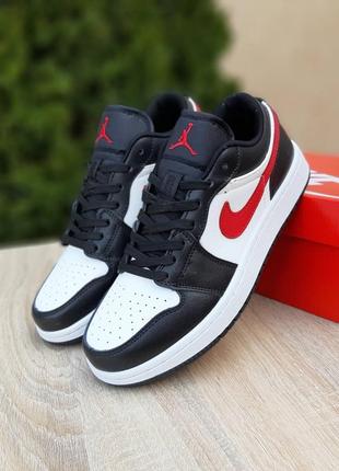 Кроссовки nike air jordan 1 low black white red