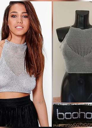 Фирменный стильный качественный серебряный топ .