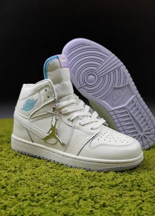 Кроссовки nike air jordan 1 retro milk blue5 фото