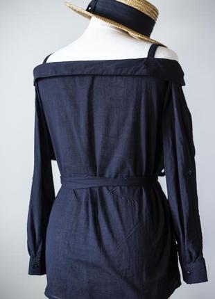 Стильна блузка з бавовни з відкритими плечима3 фото