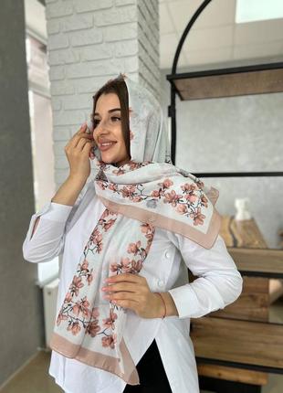 Красивый шифоновый шарф с цветочным принтом производитель туречки2 фото