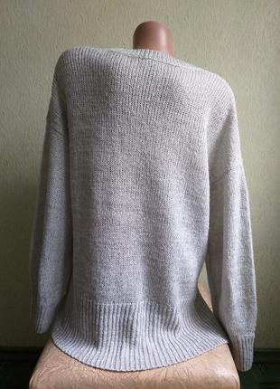 Широкий свитер с удлиненной спинкой. пуловер светло-серый. реглан.5 фото
