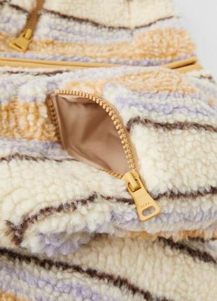 Меховая куртка zara, меховушка zara, полосатая куртка для девочки, куртка из искусственного меха zara.5 фото