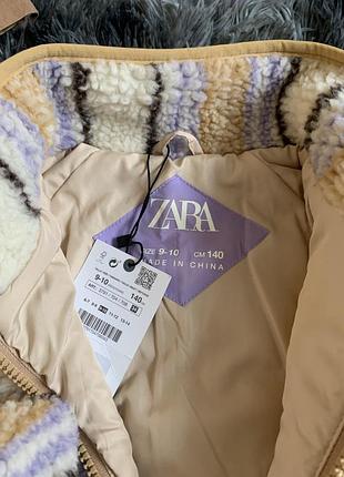Меховая куртка zara, меховушка zara, полосатая куртка для девочки, куртка из искусственного меха zara.10 фото