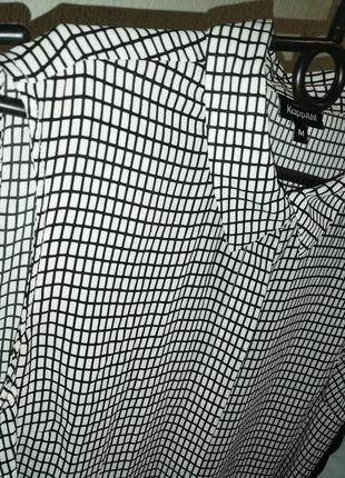 Блуза клетка с лампасом черно-белая2 фото