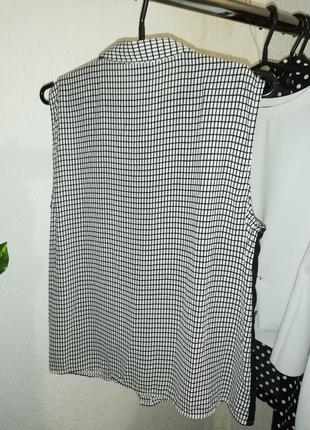 Блуза клетка с лампасом черно-белая4 фото