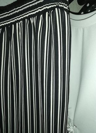 Штаны широкие полоска черно-белые2 фото