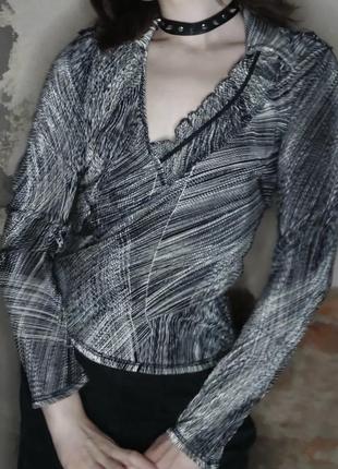 Печворк блуза в монохромний принт