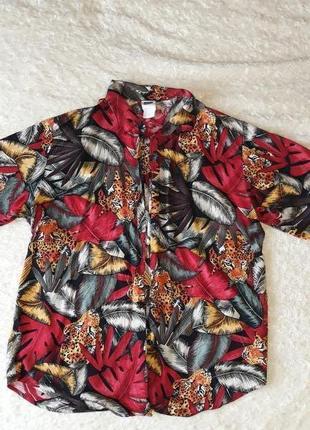 Рубашка летняя с леопардами коттоновая