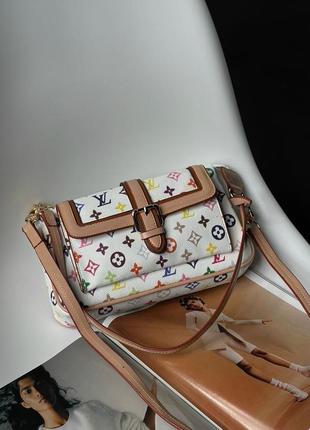 Женская стильная разноцветная сумка на ремнем 🆕 средняя сумочка6 фото
