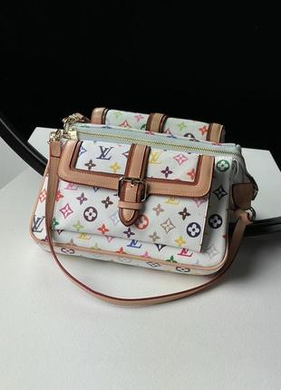 Женская стильная разноцветная сумка на ремнем 🆕 средняя сумочка9 фото