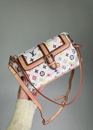 Женская стильная разноцветная сумка на ремнем 🆕 средняя сумочка2 фото