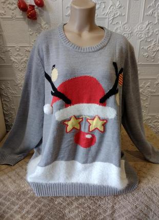 Свитер новогодний женский esmara  3xl -4xl евро 56-58 светр новорічний фотосессия