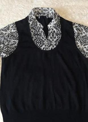 Котоновий светр з шифоновими рукавами