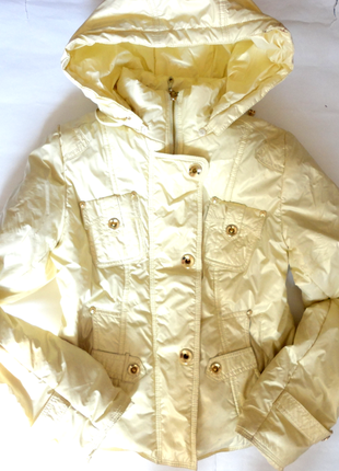 Демисезонная куртка золотистая р.xs (ог 88) короткая куртка
