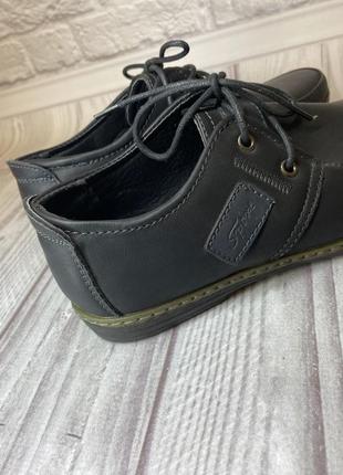 Школьные черные туфли для мальчика кожа 35 размер 23.5 стелька3 фото