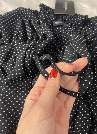 Чорна блуза кофта в горох на зав'язках8 фото