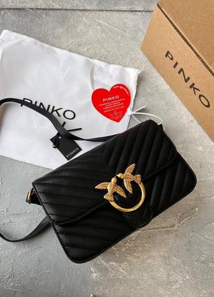 Сумка в стиле pinko черная белая натуральная кожа