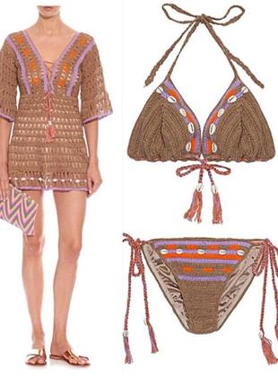 Пляжна сукня anna kosturova дизайнерська в'язана туніка handmade вязаная туника2 фото