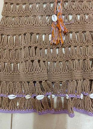 Пляжна сукня anna kosturova дизайнерська в'язана туніка handmade вязаная туника6 фото