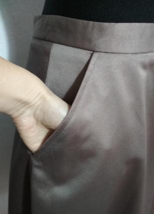 Шикарна базова спідниця міді тауп зі зручними кишенями супер якість!!!2 фото