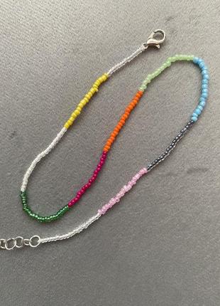 Чокер різнокольоровий з бісеру кольоровий чекер плетений прикраса ч3 фото