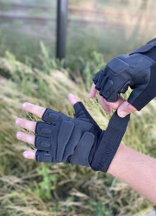 Тактические перчатки/тактичні рукавиці безпалі чорні1 фото