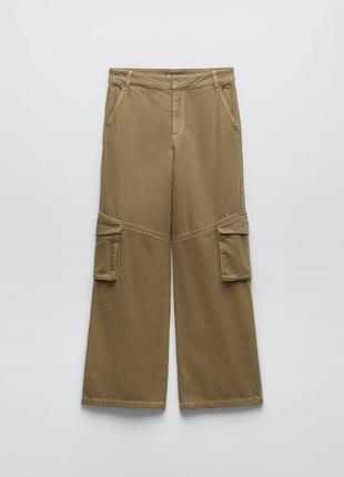 Широкие брюки карго со средней посадкой zara - s6 фото