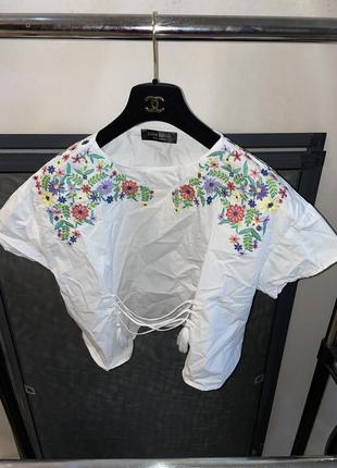 Белая блуза вышиванка zara1 фото