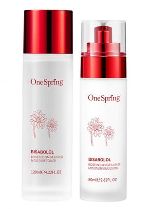 Омолоджуючий набір для обличчя one spring bisabolol beauty congealing moisture set з бісабололом 120 ml + 80