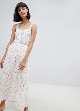 Ярусное платье макси с кружевными вставками и цветочным принтом asos design2 фото