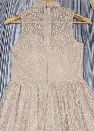 Бежевое платье в витажном стиле с рюшами #19424 фото