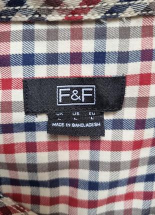 Мужская брендовая базовая топовая хлопковая рубашка в клетку тартан с нагрудным карманом shirt f&amp;f l4 фото