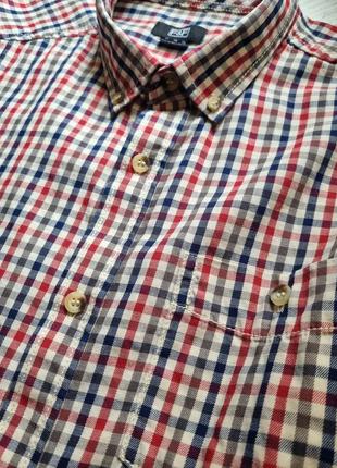 Мужская брендовая базовая топовая хлопковая рубашка в клетку тартан с нагрудным карманом shirt f&amp;f l5 фото
