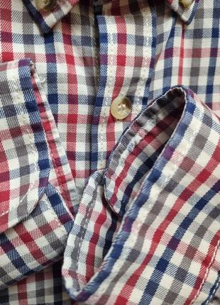 Мужская брендовая базовая топовая хлопковая рубашка в клетку тартан с нагрудным карманом shirt f&amp;f l6 фото