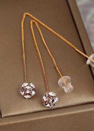 Сережки протяжки xuping jewelry капитошка 7.8 см золотисті